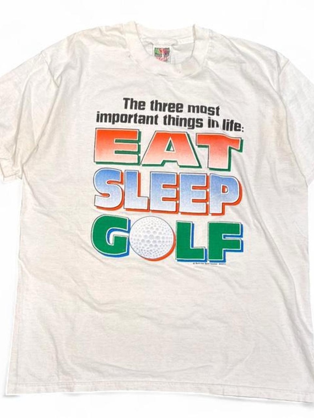 Vintage Eat Sleep Golf Ironic Funny White Graphic Tee